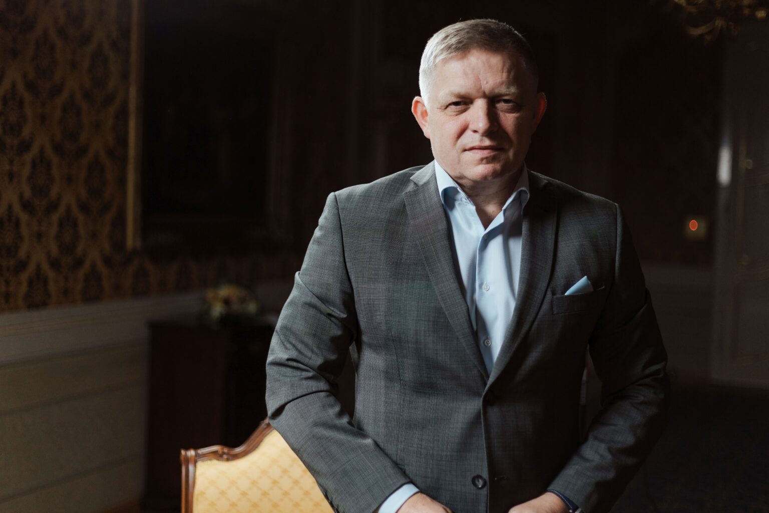 Rozhovor Jaroslava Danišku s premiérom Robertom Ficom. Úrad vlády 24. 10. 2024. Foto: Štandard