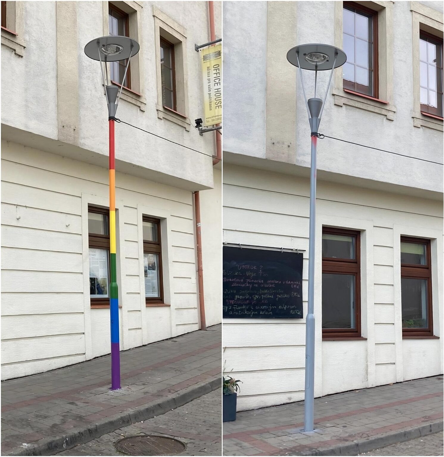 Lampa pred bývalým barom Tepláreň. Zdroj: Reprofoto Facebook