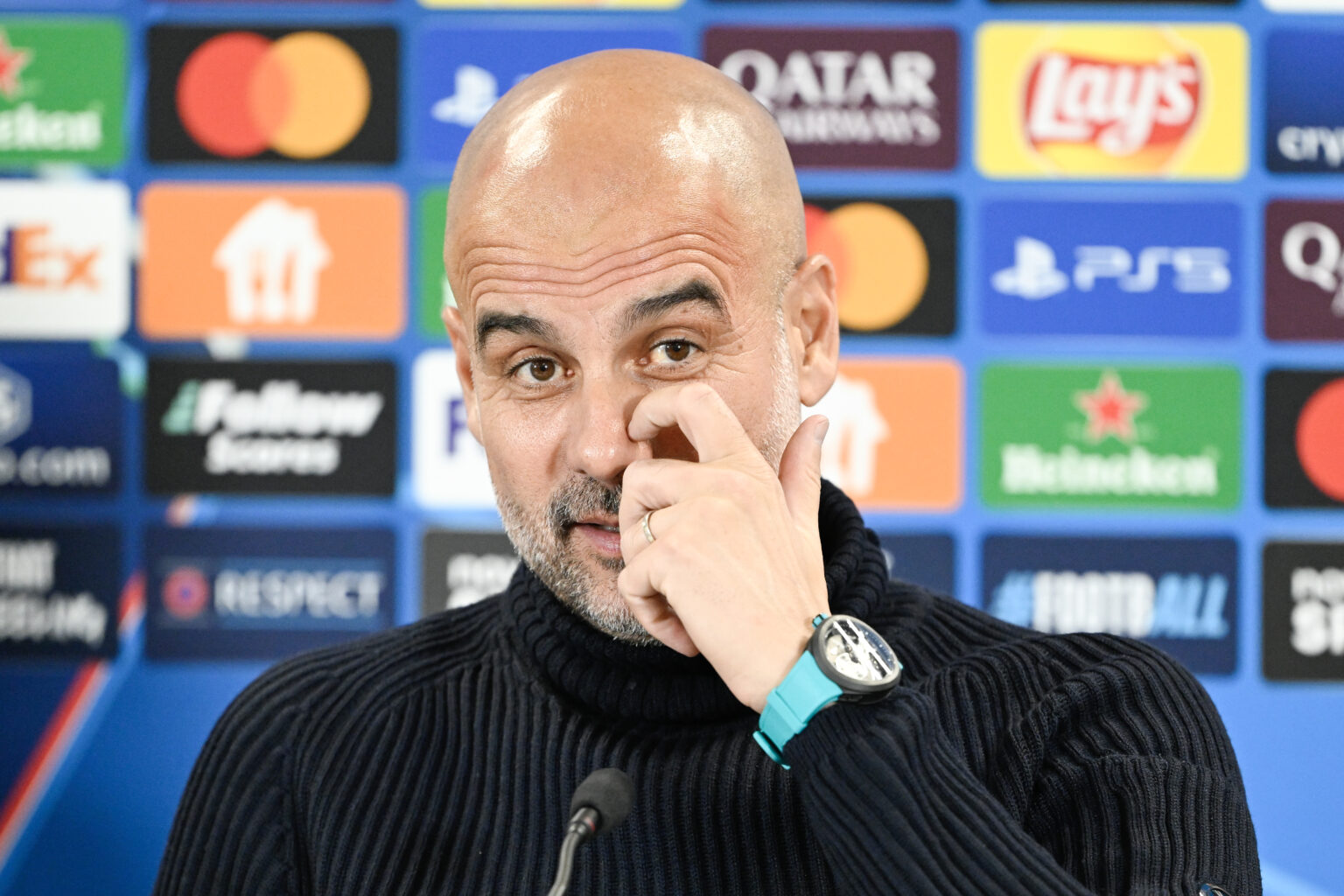 Španielsky tréner Manchesteru City Pep Guardiola. Foto: Pavel Neubauer/TASR