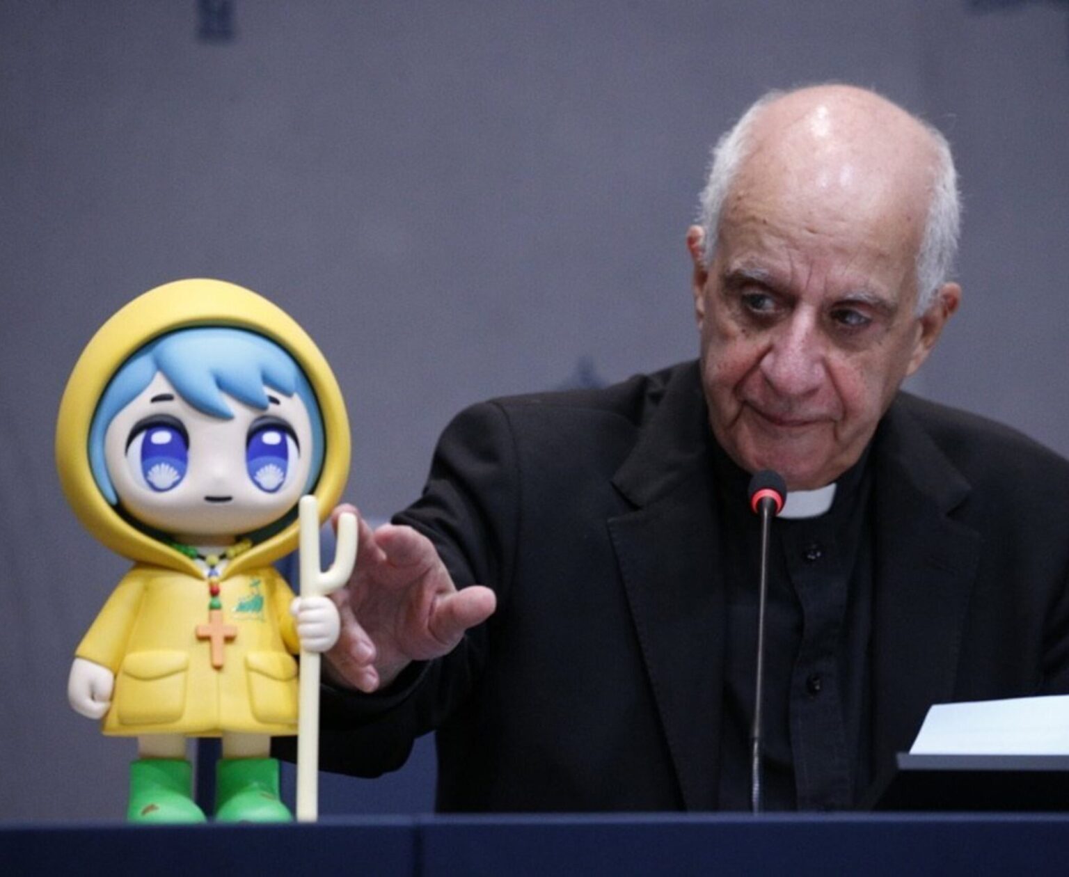 Maskot Jubilejného roka Katolíckej cirkvi 2025 pri predstavení v meste Lucca 30. októbra 2024. Foto: @CatholicTV/X