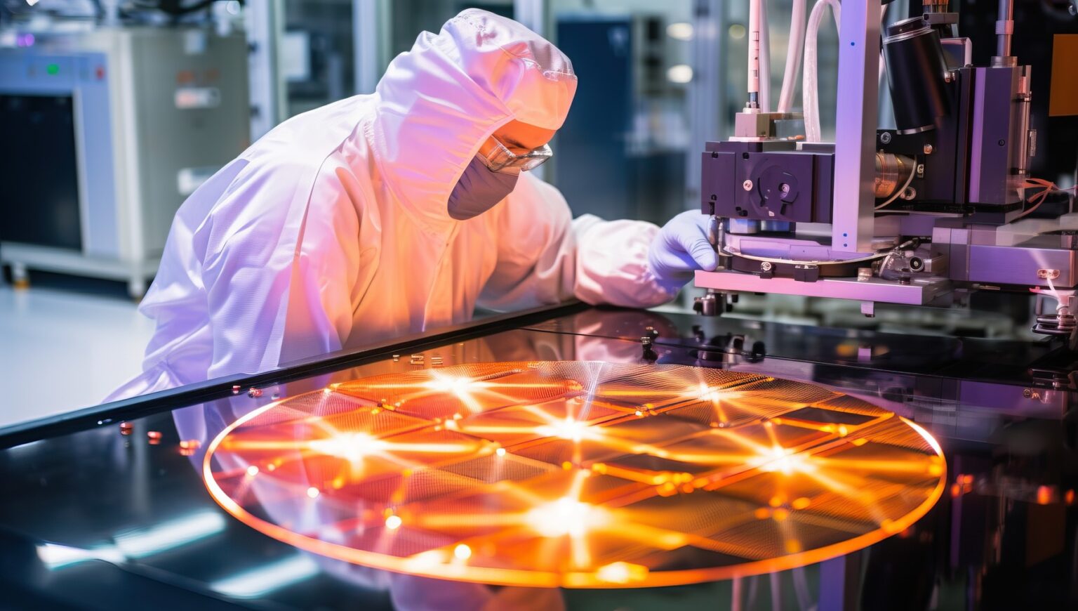 Technik kontroluje polovodičový "wafer". Foto: Ailike Creative / Panthermedia / Profimedia