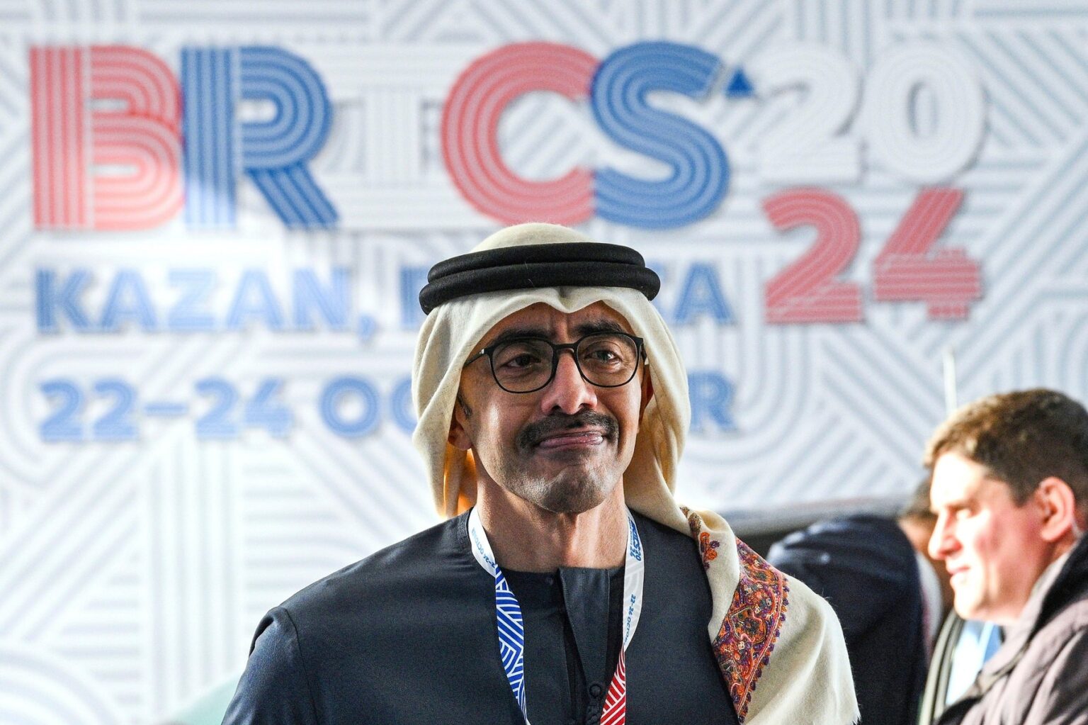 Prezident Spojených arabským emirátov šejk Muhammad ibn Zajd prichádza na druhý deň 16. samitu BRICS 23. októbra 2024 v Kazani, Tatarstan, Rusko. Zdroj: BRICS Russia 2024 / Alamy / Alamy / Profimedia