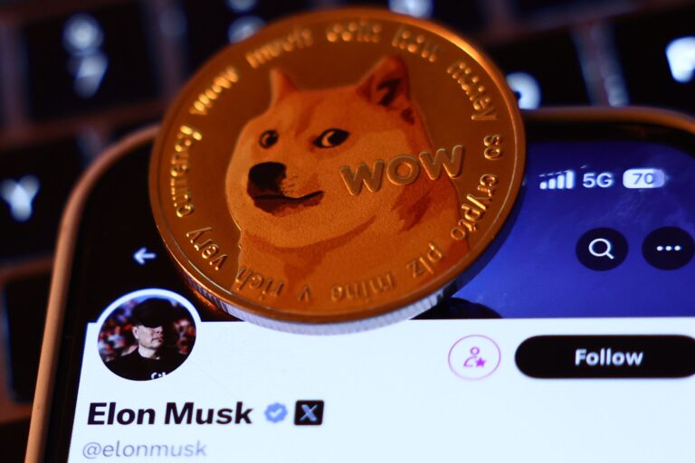 Dogecoin. Ilustračné foto: Jakub Porzycki/NurPhoto/Shutters / Shutterstock Editorial / Profimedia