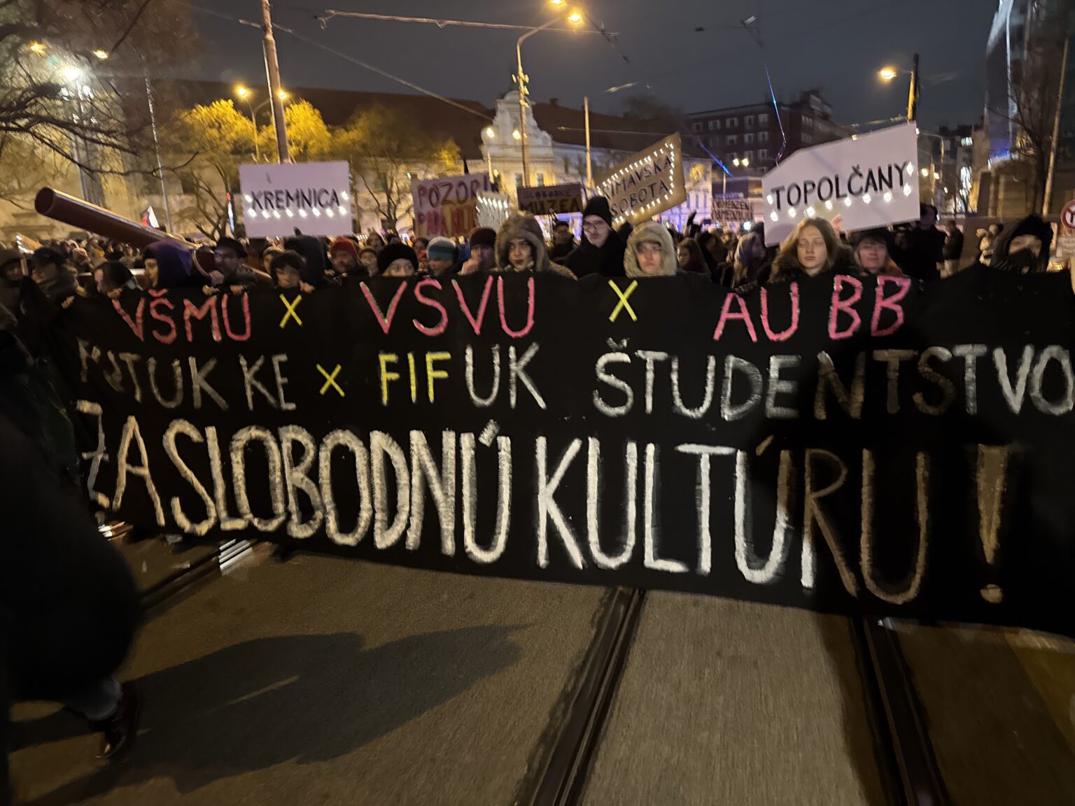 Pochod Za budúcnosť kultúry 12. decembra v Bratislave. Foto: Ladislav Hollý / Štandard