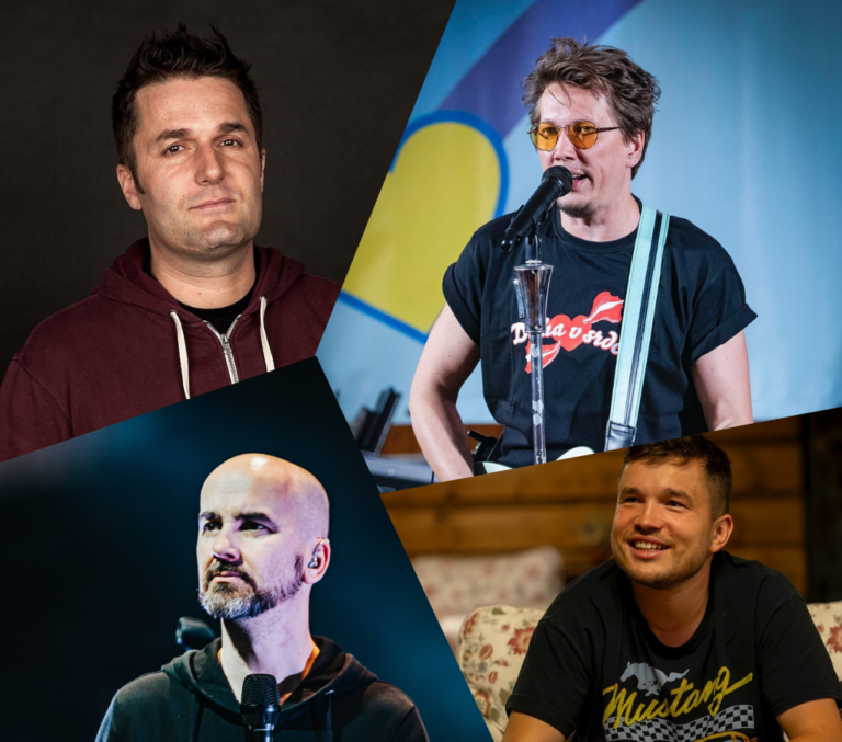 Igor Timko No Name, Vratko Rohoň Iné Kafe, Peter Cmorík a Martin Harich. Foto: Profimedia, Wikipedia, Facebook, Aneta Jodar. Koláž/Štandard 
