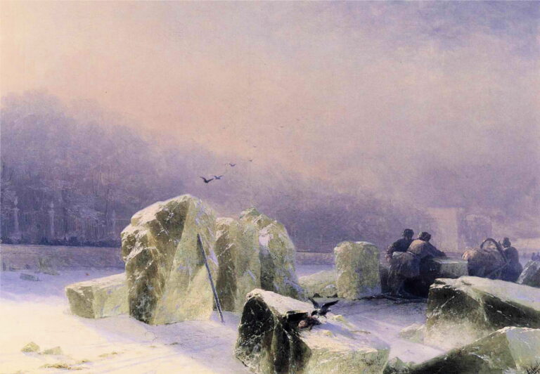 Ilustračné foto: Ivan Ajvazovskij: Lámači ľadu na zamrznutej Neve pri Petrohrade (1877). Zdroj: wikimedia 