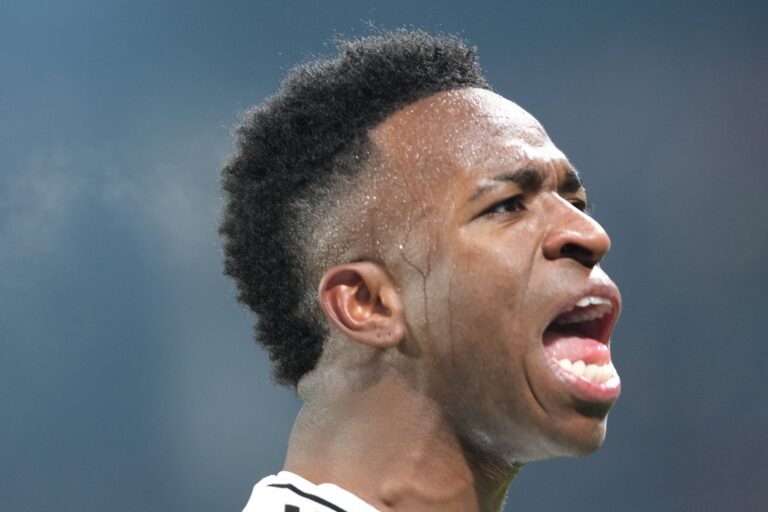 Vinicius po strelenom góle na začiatku druhého polčasu. Real porazil dobre hrajúcu Atalantu na jej štadióne 3:2. Foto: IPA / Sipa Press / Profimedia