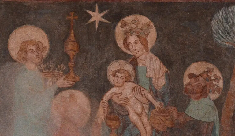 Fresková výzdoba v gotickom kostolíku v dedinke Poniky. Foto: Štefan Podolinský