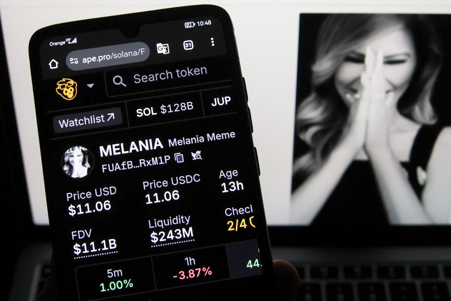 Memecoin $MELANIA. Foto: Beata Zawrzel/NurPhoto/Shutterst / Shutterstock Editorial / Profimedia