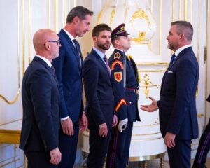 Branislav Gröhling (zľava), Milan Majerský, Michal Šimečka, Peter Pellegrini. Foto: Jakub Kotian/TASR