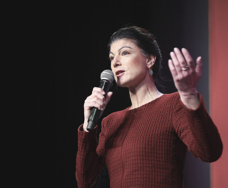 Sahra Wagenknechtová, top kandidátka a líderka strany Sahra Wagenknecht Alliance (BSW). Foto: Ronny HARTMANN / AFP / AFP / Profimedia