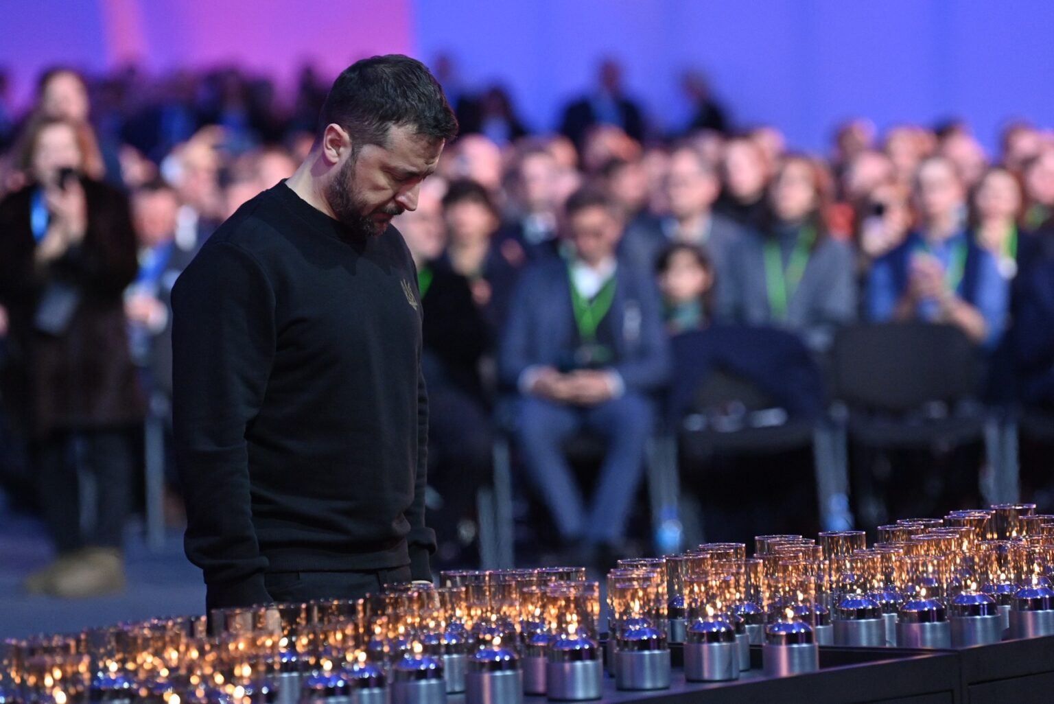 Ukrajinský prezident Volodymyr Zelenskyj na spomienkovej akcii k 80. výročiu oslobodenia nacistického koncentračného a vyhladzovacieho tábora, 27. januára 2025, Osvienčim (Poľsko). Foto: ČTK / Ožana Jaroslav / Profimedia