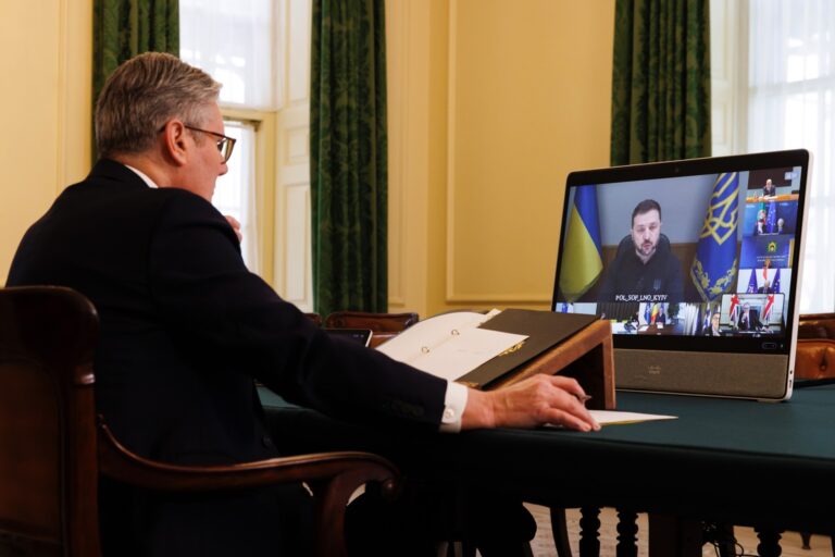 Britský premiér Keir Starmer organizoval virtuálne stretnutie s medzinárodnými lídrami na prediskutovanie podpory pre Ukrajinu. Foto: Britain's Prime Minister Press O / UPI / Profimedia