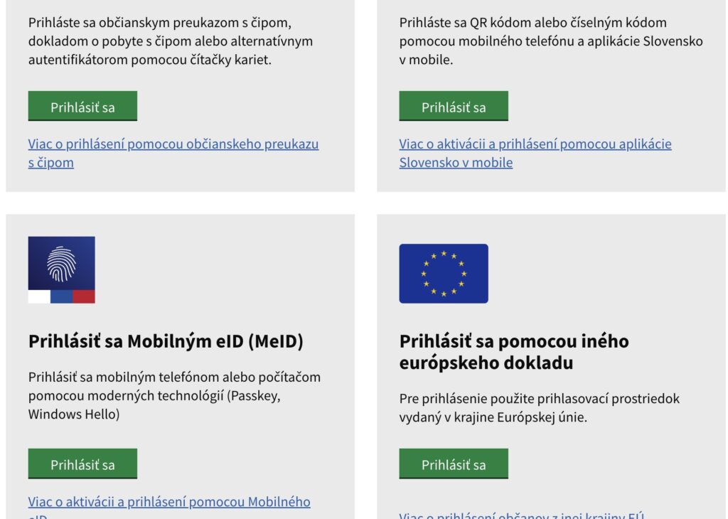Spôsoby prihlásenia na slovensko.sk. Foto: Martin Chabada