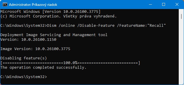 Odinštalácia Recall v príkazovom riadku.  Foto: Martin Chabada