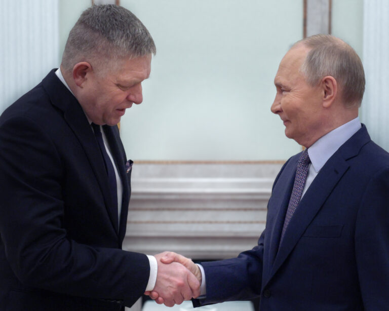 Robert Fico na návšteve Vladimira Putina v Moskve. Foto:Gavriil GRIGOROV / POOL / AFP / Profimedia