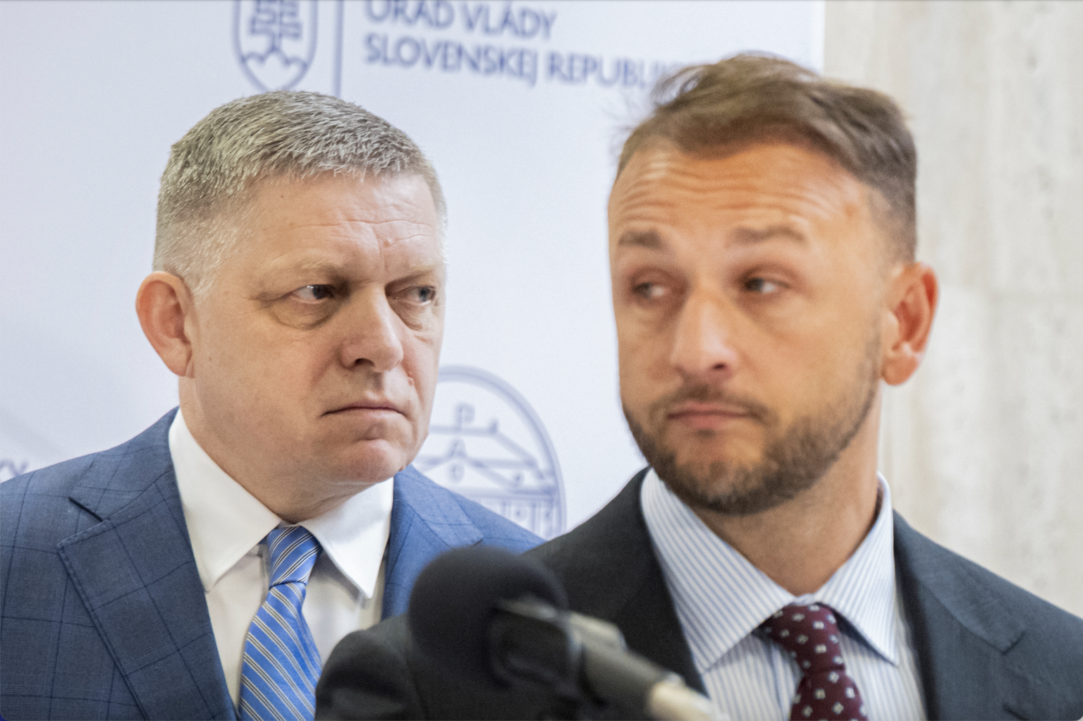Zľava Robert Fico (Smer) a minister vnútra SR Matúš Šutaj-Eštok (Hlas). Foto: Martin Baumann/TASR