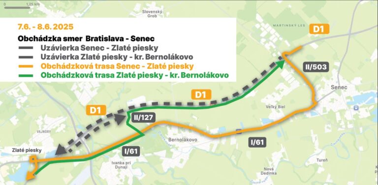 Cez víkend bude D1 medzi Bratislavou a Sencom úplne uzavretá