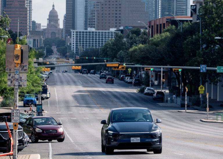 Launch of Teslau2019s robotaxi service in Austin, Texas. Photo: Joel Angel Juarez/Reuters