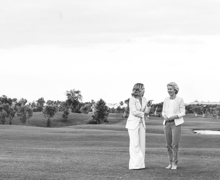Giorgia Meloni a Ursula Von Der Leyenová. Foto:  Alessandra Benedetti - Corbis/Corbis via Getty Images
