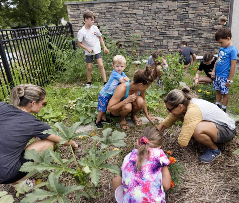 Deti sa učia záhradkárčiť so svojimi matkami počas podujatia „Kids Farm Day“ (Farmársky deň detí), ktoré sa konalo začiatkom tohto mesiaca v Aberlin Springs, „agro-komunite“ v juhozápadnej časti štátu Ohio. Foto: Maddie Mcgarvey/New York Times