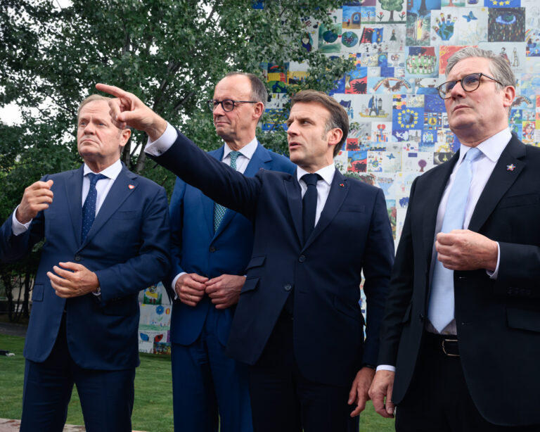 Donald Tusk, Friedrich Merz, Emmanuel Macron a Keir Starmer. Foto: Leon Neal - Pool /Getty Images