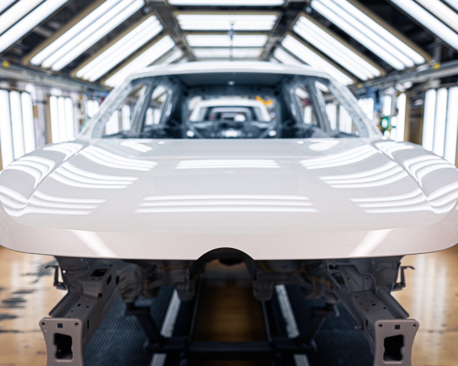 Svetelný tunel vo Volkswagene. Foto: Moritz Frankenberg/picture alliance via Getty Images