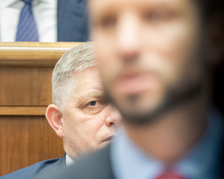 Robert Fico a Michal Šimečka. Foto: Martin Baumann/TASR