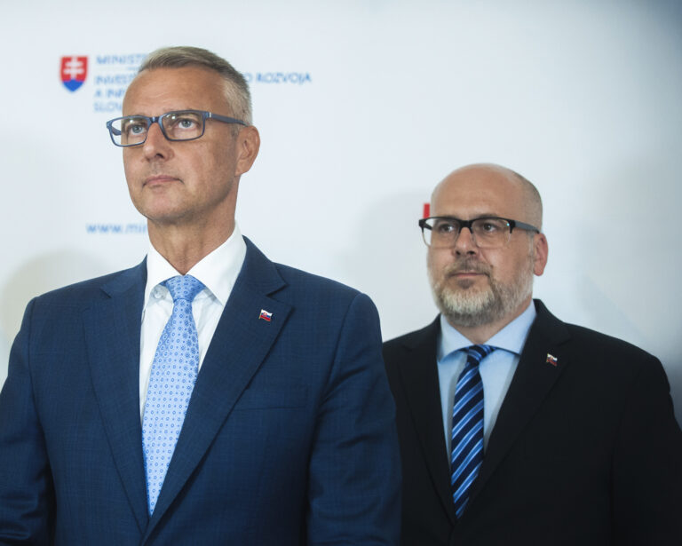 Richard Raši (vľavo) a Michal Kaliňák. Foto: Jakub Kotian/TASR