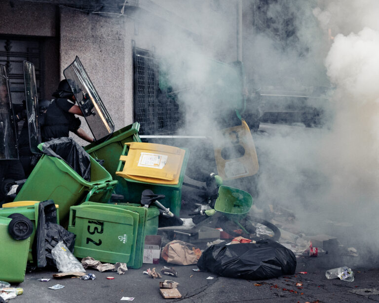 Protests by the “Bloquons Tout” movement in France. Photo: Jerome Gilles/NurPhoto via Getty Images