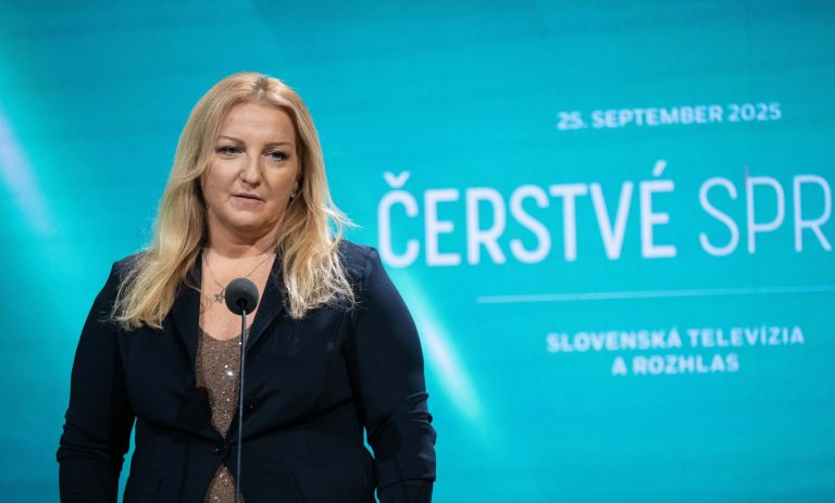 Na snímke generálna riaditeľka Slovenskej televízie a rozhlasu (STVR) Martina Flašíková. Foto: Jakub Kotian/TASR