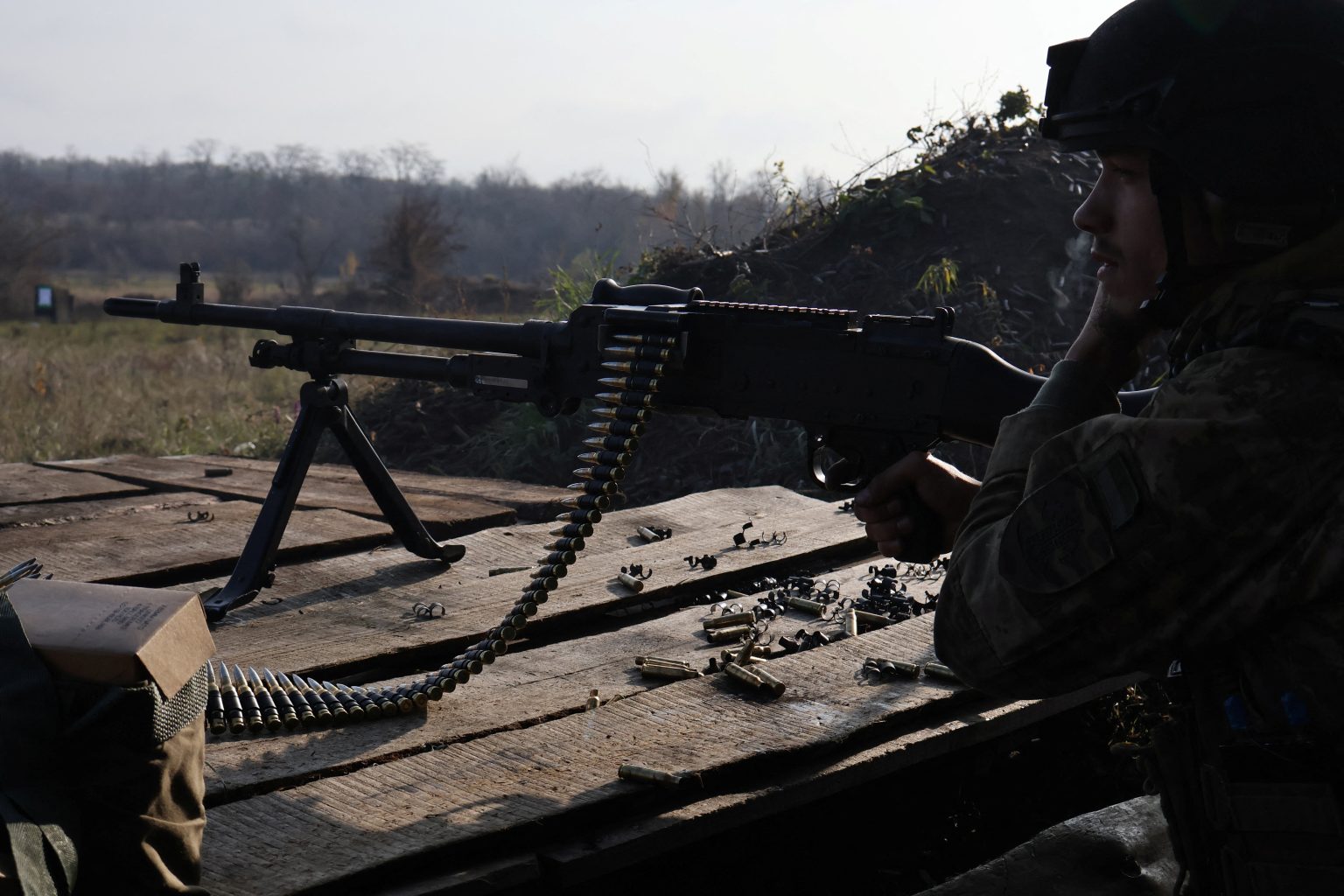 A Ukrainian machine gunner with an FN MAG in the Zaporizhzhia region. Photo: Andriy Andriyenko/Press Service of the 65th Separate Mechanized Brigade of the Ukrainian Armed Forces/Handout via Reuters