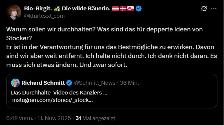 Reaktion auf Stocker X