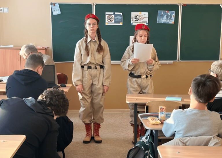 „Tag gegen Faschismus und Terrorismus“ am 8. November 2024, Schule Nr. 50 im besetzten Mariupol. Foto: VKontakte