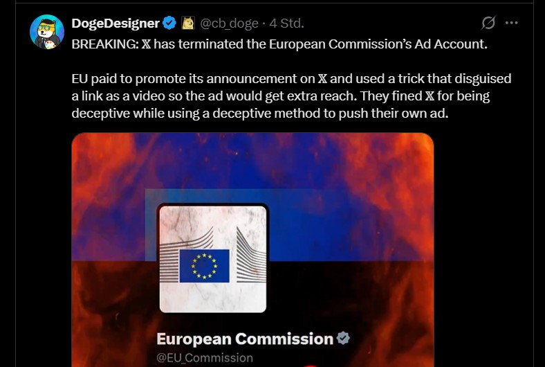 EU-Kommission Posting Screenshot