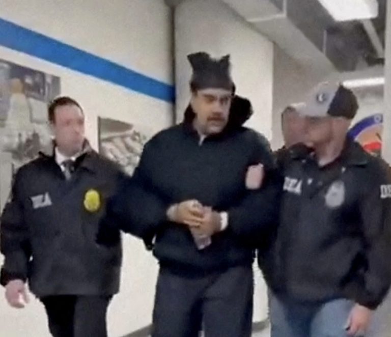 Nicolas Maduro at the offices of the US Drug Enforcement Administration in New York. Photo: @RapidResponse47/Handout/Reuters