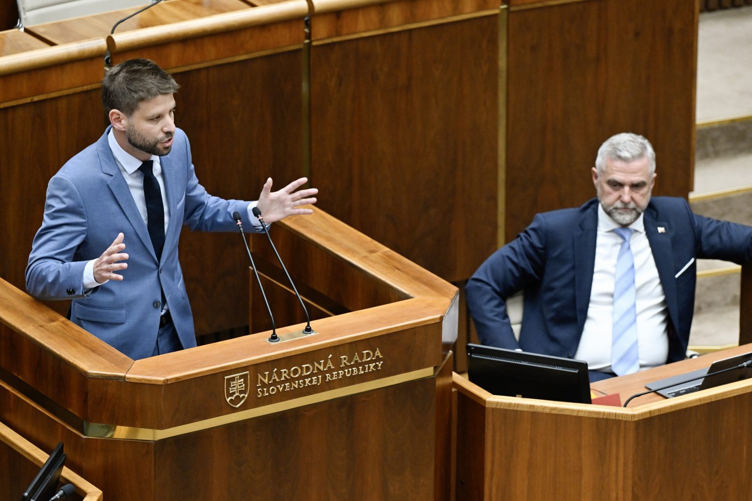 Michal Šimečka a Tibor Gašpar. Foto: Pavel Neubauer/TASR