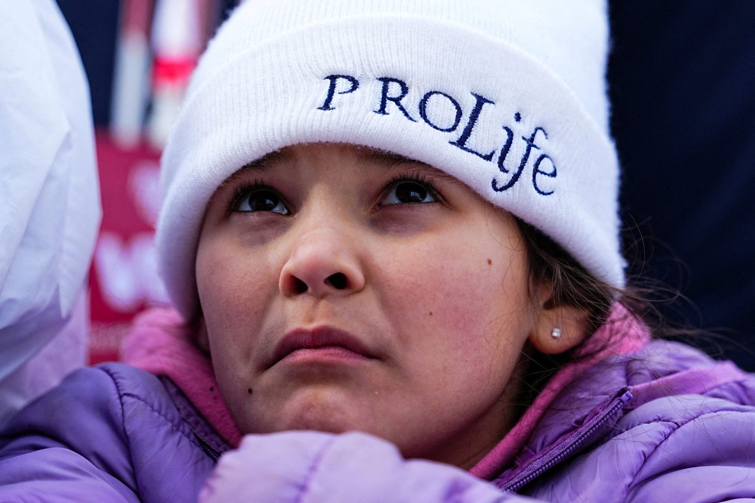 A girl wearing a hat reading “ProLife” during the annual March for Life in Washington, DC, on 23 January 2026. Photo: Aaron Schwartz/Reuters