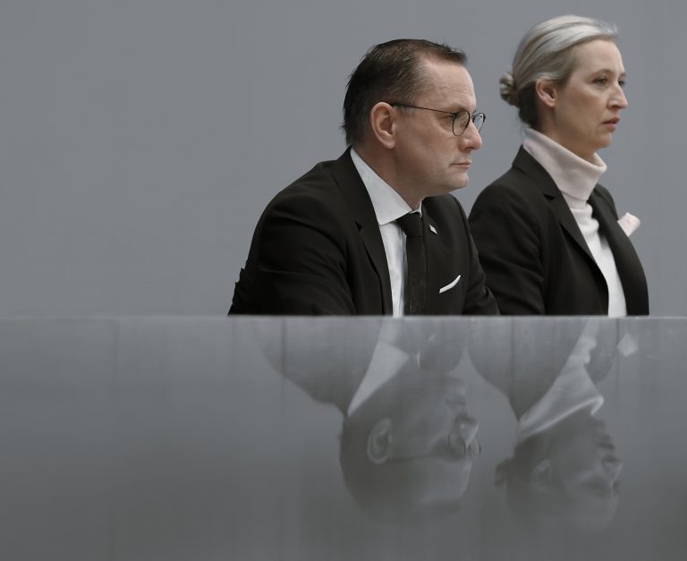 Alice Weidel and Tino Chrupalla. Photo: Sean Gallup/Getty Images