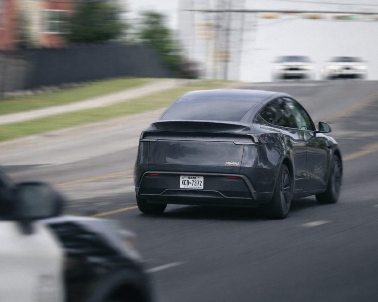Tesla robotaxi on the street of Austin. Photo: Jay Janner/Getty Images