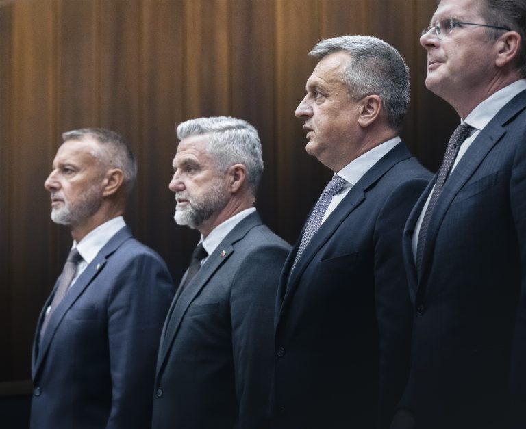 Richard Raši, Tibor Gašpar, Andrej Danko, a Peter Žiga. Foto: Jakub Kotian / TASR
