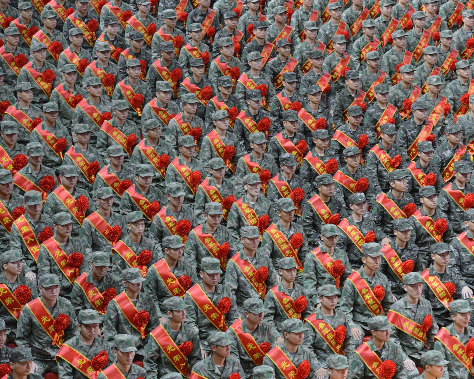 A see-off ceremony for newly recruited soldiers in Fuyang, Anhui province, China. Photo: VCG/VCG/Getty Images