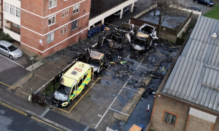 Four ambulances of Jewish organisation set on fire in London