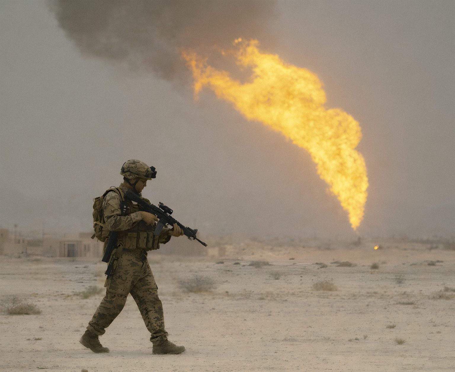 A soldier standing near an oil field. The markets are growing weary of the impact of the Iran war. Photo: Getty Images / AI