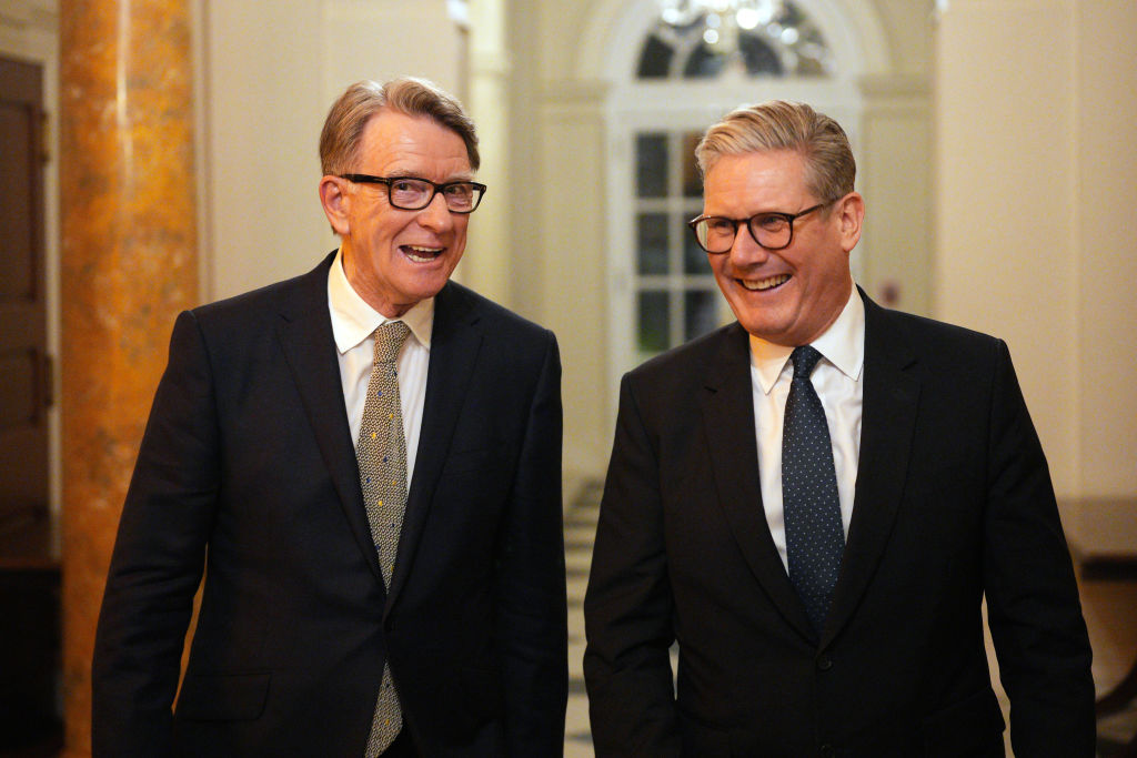 Keir Starmer (right) and Lord Mandelson, the former British ambassador to the United States, in Washington, D.C., February 2026. Photo: Carl Court/Getty Images.