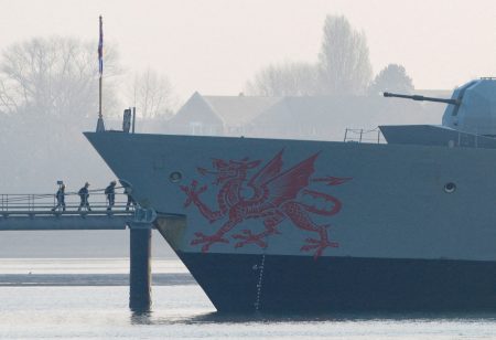 HMS Dragon, a British destroyer.