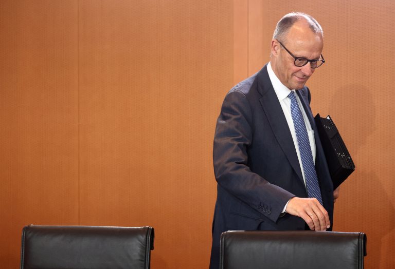 German Chancellor Friedrich Merz arrives for the cabinet meeting.