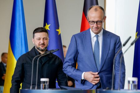 Volodymyr Zelensky and Friedrich Merz.