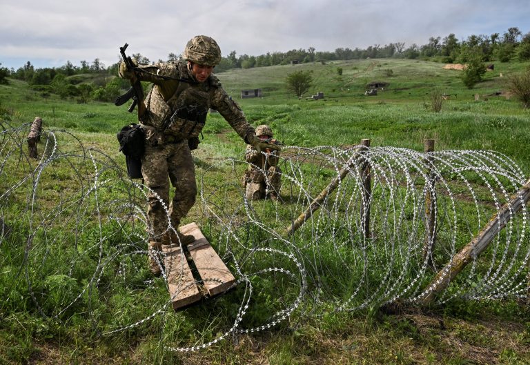 Ukrainian soldiers near the front line.