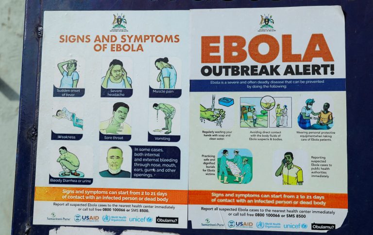 Poster against the spread of Ebola virus.